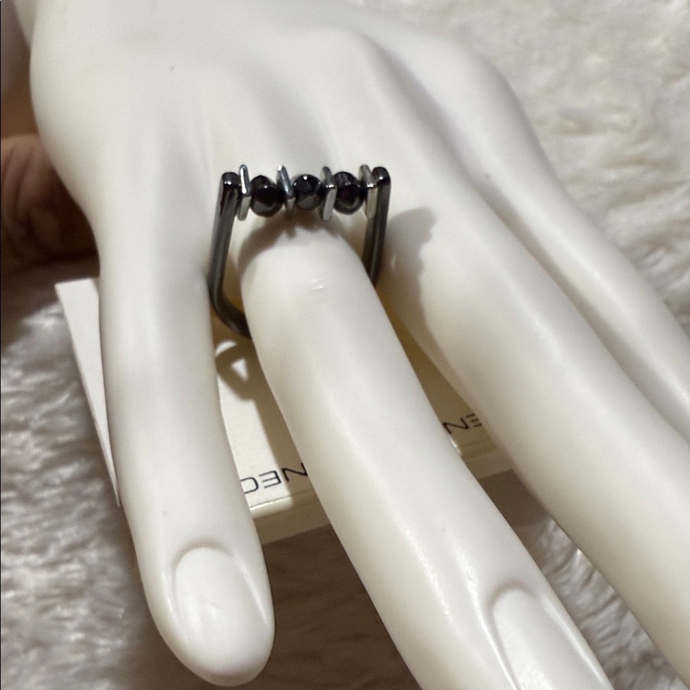 French Connection Black Beaded Ring